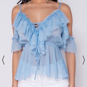 NWT Parisian Sheer Blue Blouse